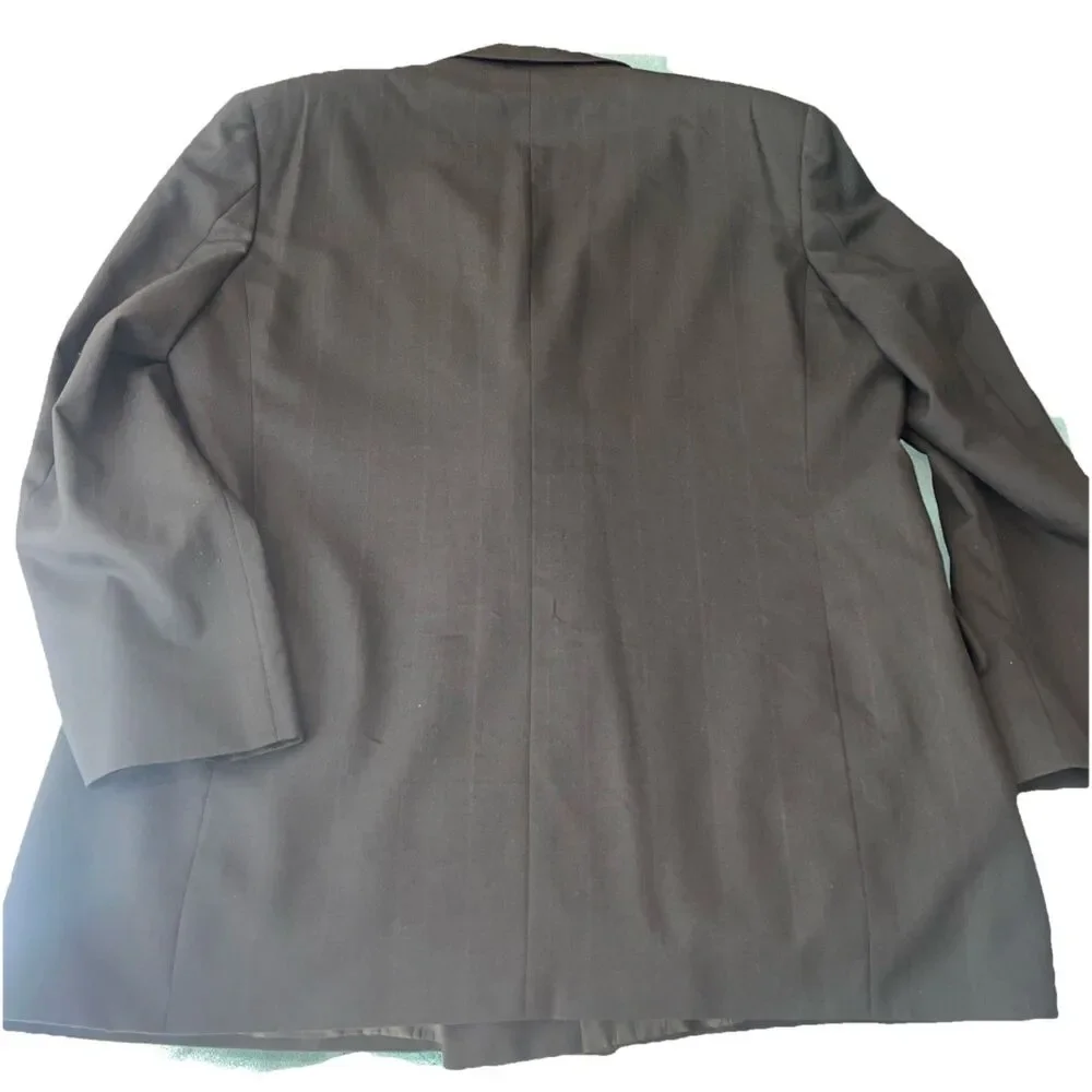Scaasi Men’s 100% Wool Lined Gray StripeDouble Breasted Suit Jacket Size 48 Long - Picture 8 of 9